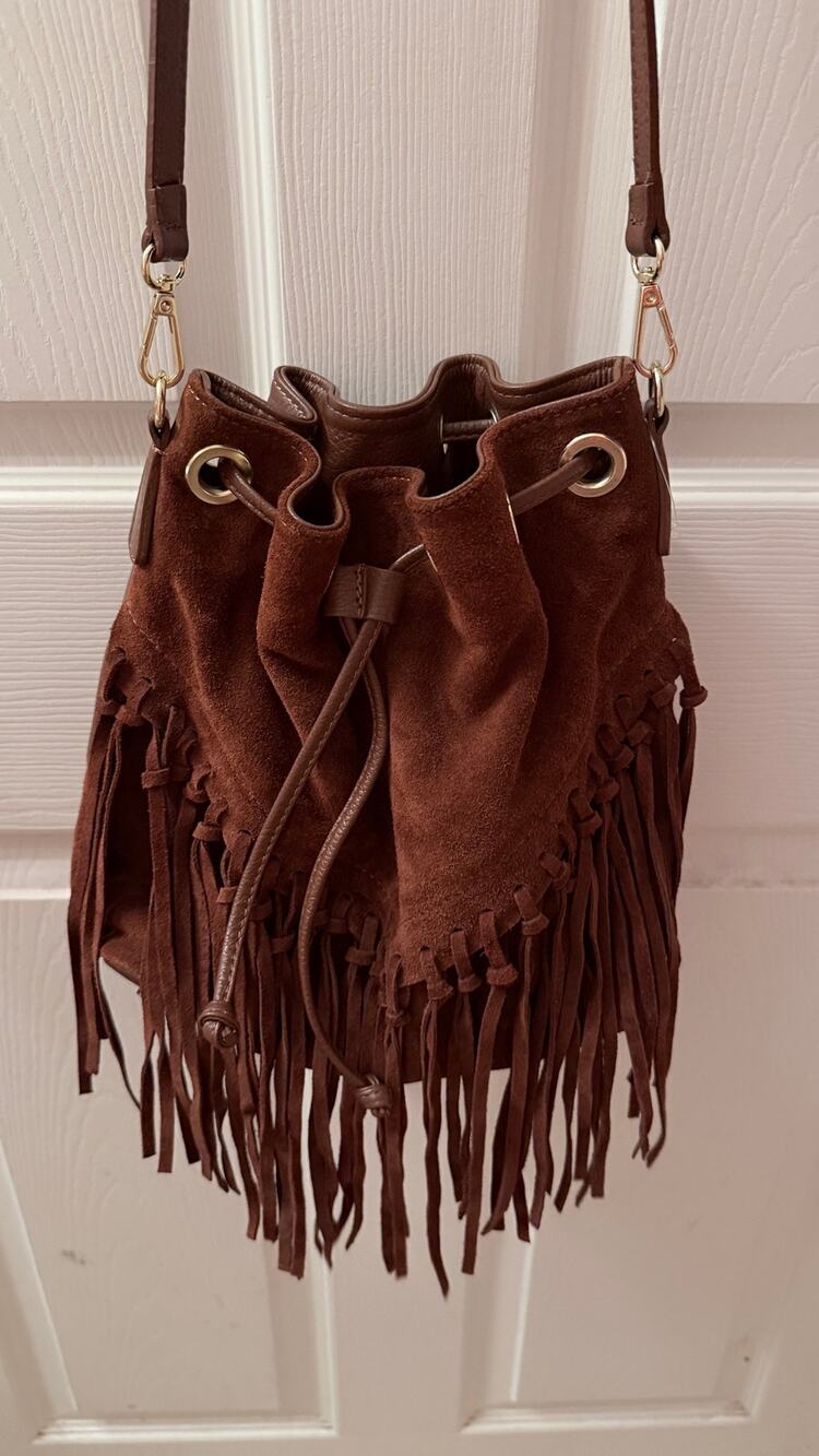 Isadora Italian Leather Fringe Bucket Bag – Made in Italy